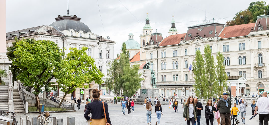 Vue du centre-ville piéton de Ljubljana