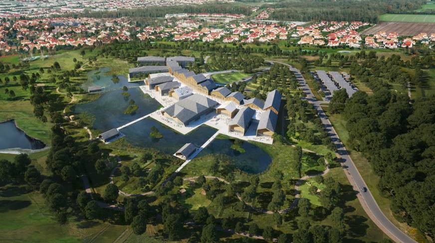 Vue aérienne du futur Campus Deloitte University EMEA, Bailly-Romainvilliers