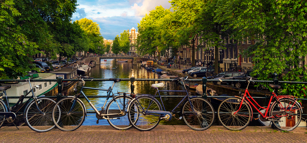 Un canal arboré à Amsterdam pour illustrer cet article sur la végétalisation dans cette ville