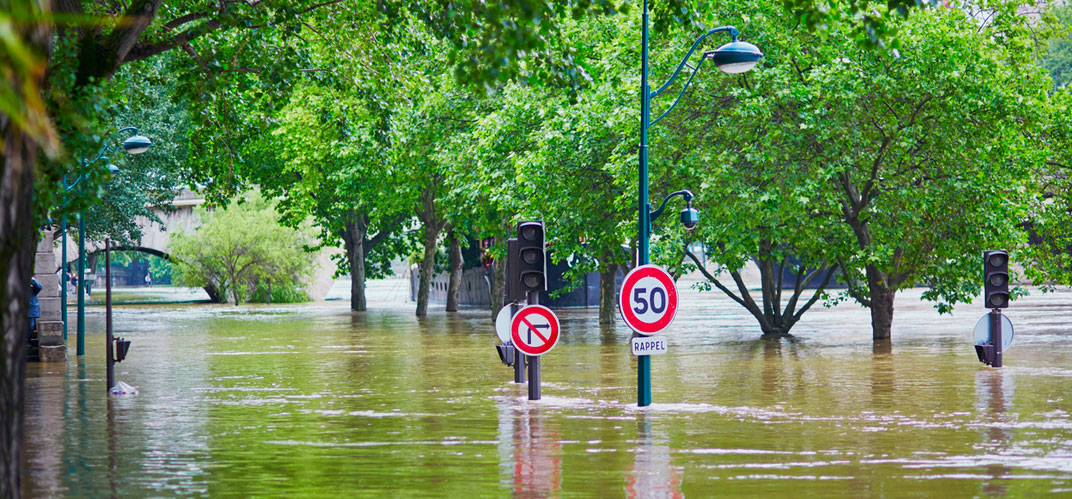 Des inondations en centre-ville.